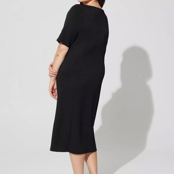 torrid Midi Studio Deep Black Cupro Bodycon Dress 3X - Picture 2 of 11